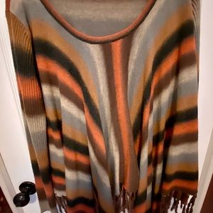 Angie Striped Sweater with fringe Large